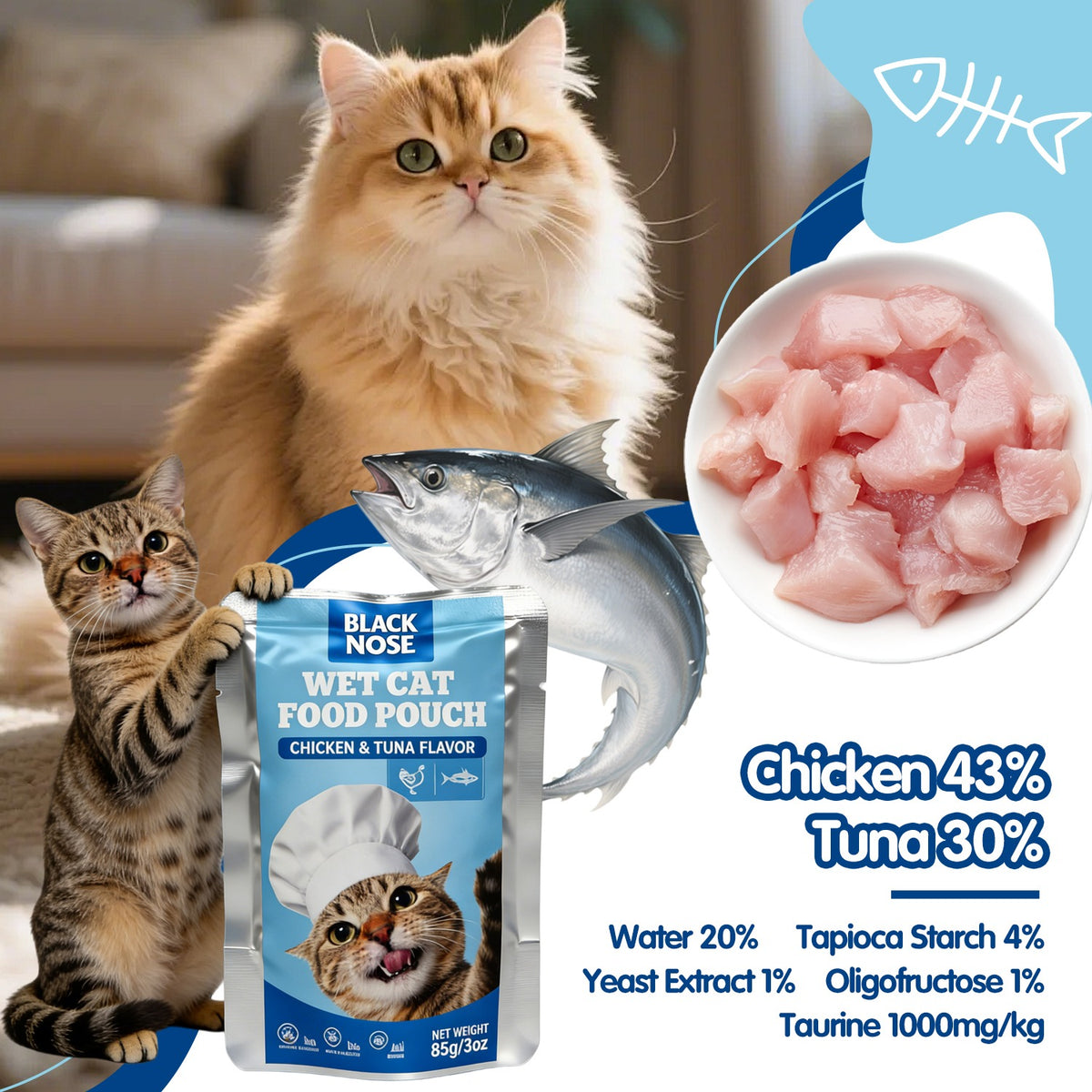 BLACK NOSE Chicken & Tuna Wet Cat Food