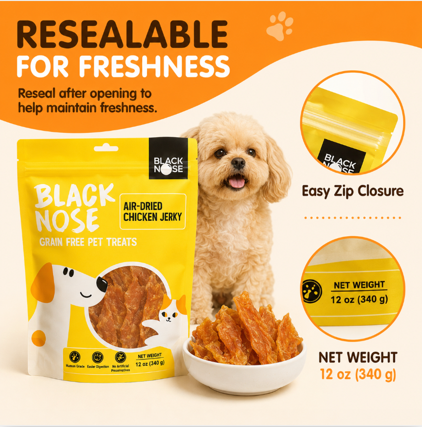 Black Nose Air-Dried Chicken Jerky Dog Treats – Grain-Free, High-Protein, 12 oz